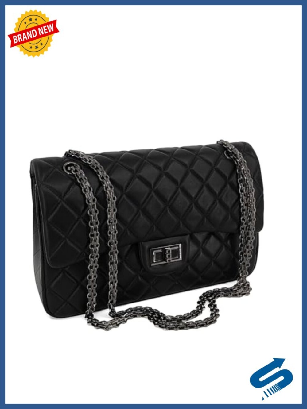 Quilted Leather Crossbody Bag with Adjustable Chain Strap